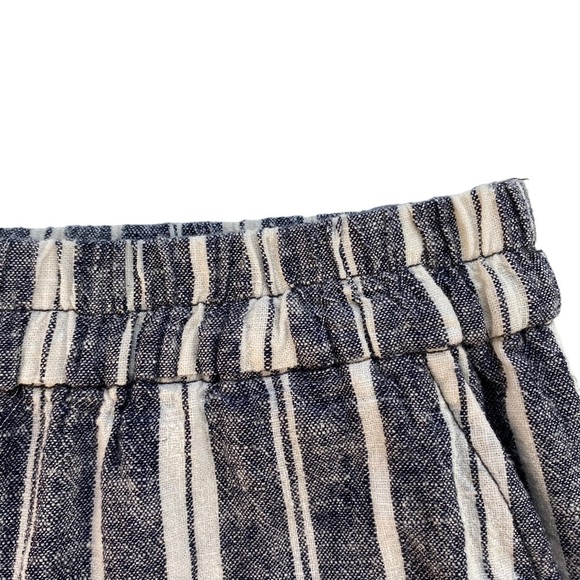 Splendid Linen Shorts Size Medium Pier Stripe Beachy Coastal High Rise Blue - Picture 6 of 11
